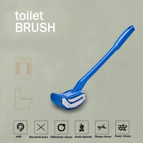 Toilet Brush Bowl Brush - Scratch-Free Curved Good Grip Easy to Use Deep Cleaning No Scratching, Anti-Splashing Easy to Store (2pc Blue) - color: Blue