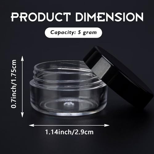 100 Count 5 Gram Sample Containers, Clear Lip Balm Containers with Lids, Small Plastic Sample Jars with 8 Mini Spoons, 100pcs Labels (Pink Lid) - color: Pink, size: 100 Count