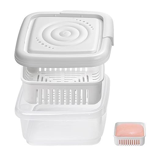 Square Soap Travel Case with Lid Bar Soap Tray and Drain Rack for Bathroom Shower, Portable Soap Rest Holder for Gym, Travel, Camping, Tightly Closed White Soap Box - size: Set of 1