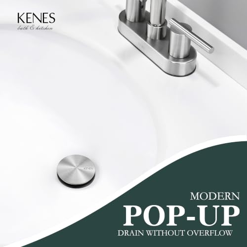 KENES Bathroom Vessel Sink Pop Up Drain Without Overflow Assembly, Lavatory Vanity Sink Drain Stopper,Anti-Clogging Drain Strainer, Brushed Nickel, KE-P300A - color: Brushed Nickel, size: Big Pop up Cap (Without Overflow)