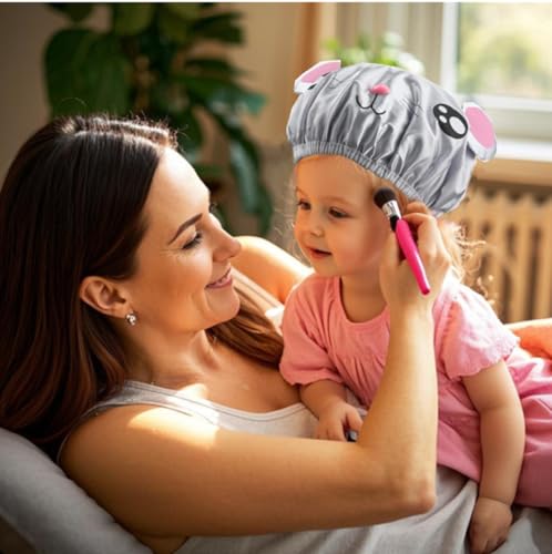 Shower Cap,2PCS Elastic and Reusable,Funny Cute Waterproof Shower Bath Caps | Elastic , Reusable, Waterproof,Soft ,Fun Cute Animal Cartoon Double Layers for Girls boys
