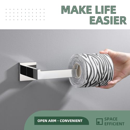 Toilet Paper Holder, Angle Simple SUS304 Stainless Steel Bathroom Tissue Holder, Open Arm Toilet Paper Roll Hanger Wall Mount, Polished Chrome - color: Polished Chrome