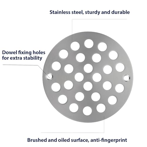 4 Inch Shower Drain Cover,Round Screw-in Floor Drain Cover,Easy-to-Install Replacement Cover - color: Chrome, size: 4 inch