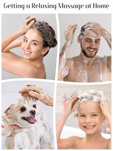 HEETA Scalp Massager Hair Growth, Soft Silicone Scalp Scrubber Shampoo Brush for Exfoliation, Dandruff Removal & Head Massage Stress Relax, Wet & Dry Use for Thick, Thin Hair Care, Brown - color: Brown