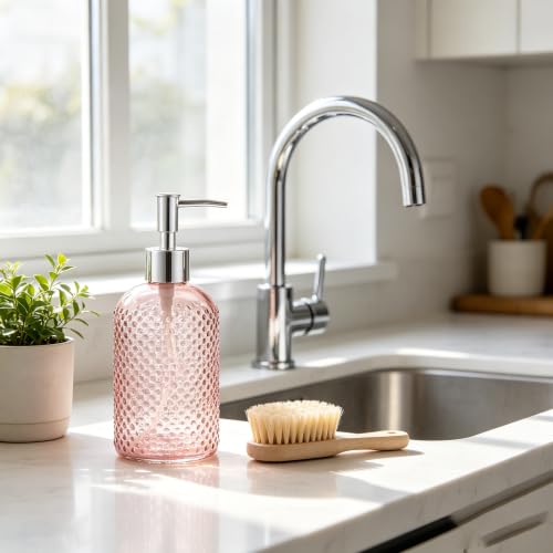 3 Pack Assorted Glass 15 Ounce Lotion Soap Dispenser Bottle with Pump for Bathroom, Kitchen - color: Assorted/15 Oz