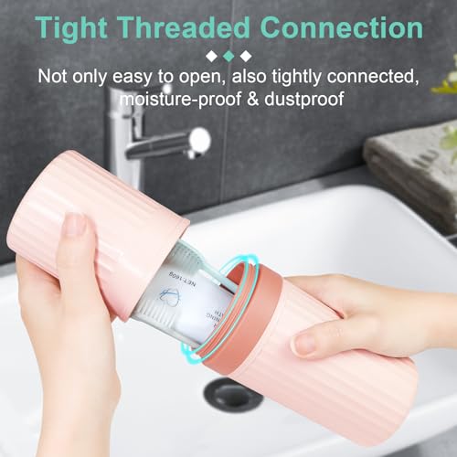 Mulbozy Travel Toothbrush Holder, Large Travel Toothbrush Cup Case, Portable Travel Toothbrush Toothpaste Makeup Storage for Business Trip Camping School - Pink - color: Style C-pink