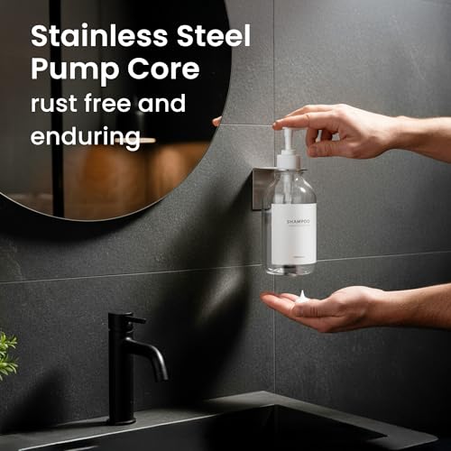 Shampoo and Conditioner Dispenser Wall Mounted Set of 1 Clear - No Drill Shower Soap Dispenser for Bathroom Refillable - Spa Hotel Style Accessories by MaisoNovo - color: Clear Set of 1