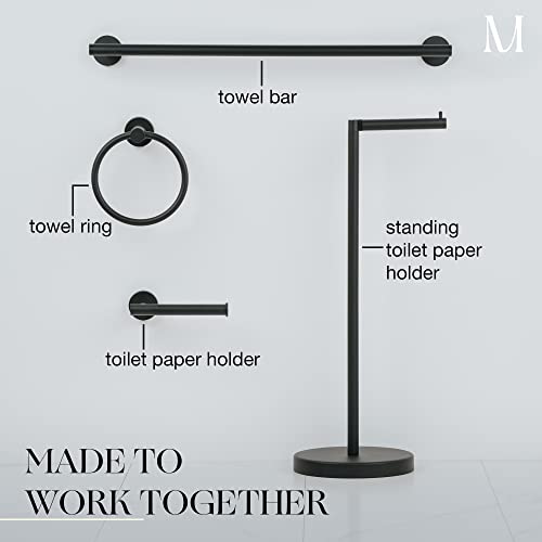 Marmolux Acc - Free Standing Toilet Paper Holder Stand 1pc - Bathroom Storage for 4 Rolls of Toilet Tissue Modern Stainless Steel Matte Black - Toilet Roll Stand - color: Matte Black