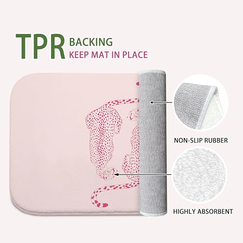 Preppy Pink Leopard Bath Mat | Cheetah Bathroom Rugs, Non Slip, 16x24 - color: Leopard