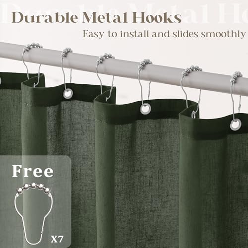 Olive Green Shower Curtain for Bathroom Water Repellent 36x72 Inch | Linen, Small Stall Bath Shower Curtains, Green, Boho, Cloth Fabric, Half Narrow RV Drapes, for Bathtub, 36 x 72 Inches - color: Olive Green, size: 36"W x 72"L (Pack of 1)