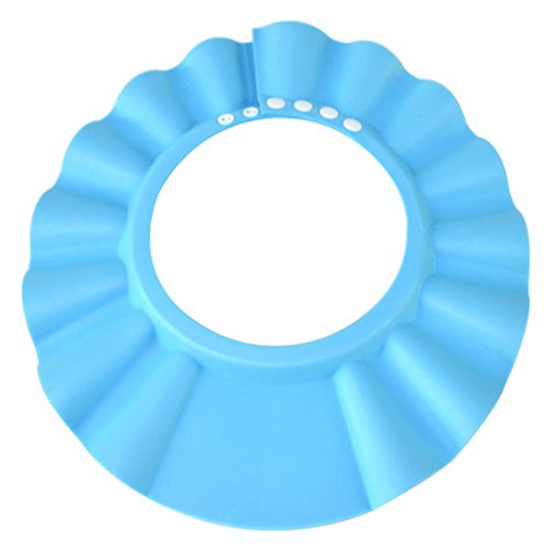 Safe Shampoo Shower Bathing Protection Bath Cap Soft Adjustable Visor Hat for Toddler, Baby, Kids, Children … (Blue) - color: Blue