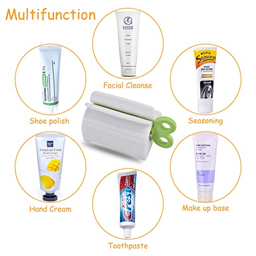 Zoyiancy 6Pcs Toothpaste Squeezer and Caps Set, Reduce Toothpaste Waste | Plastic Rolling Squeezers, Silicone Sealing Caps In 3 Colors, Easy Rotating Handle, Squeeze Out Residual Paste, Bathroom Use