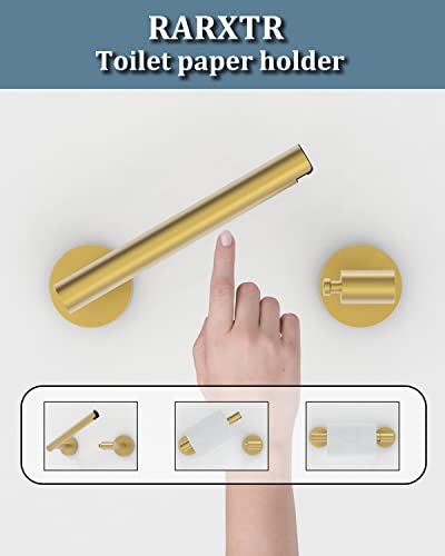 RARXTR Gold 2 Pack Toilet Paper Holder SUS304 Stainless Steel Double Post Pivoting Toilet Paper Roll Holder Wall Mounted Toilet Tissue Holder for Commercial Bathroom RV - color: Brushed Gold, size: Wall Mount 2 Pack