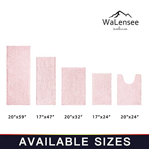 Walensee Bathroom Contour Rug Non Slip Toilet U Shaped Bath Mat (20x24, Blush) Water Absorbent Super Soft Shaggy Chenille Machine Washable Dry Extra Thick Perfect Absorbant Best Plush Carpet - color: Blush, size: 20"x24" Contour Rug