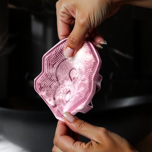 Silicone Shower Scrubber for Body – Exfoliating Loofah Alternative, Zinc & Silver-Infused, Hygienic & Gentle for Sensitive Skin, Durable & Long-Lasting Body Scrubber for Women - Rose Pink - color: Rose Pink