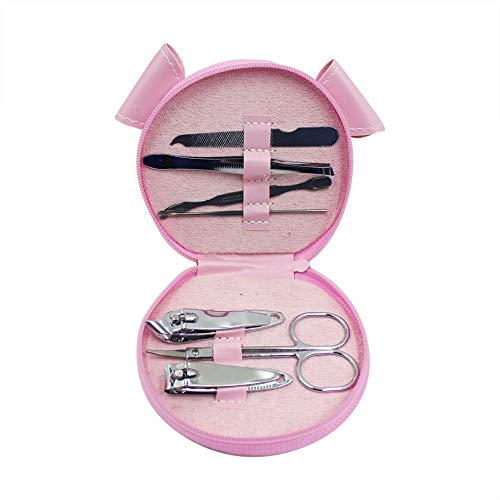 mossty Portable Manicure Set Mini Grooming kit Nail Clipper Accessories Fingernail Trimmer for Home Travel Gift - color: Pikn