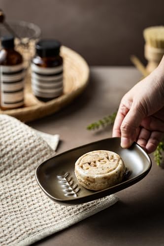 Miamolo Soap Dish Soap Holder Shower, Ceramic Soap Dishes for Bar Soap Sponge, Farmhouse Shower Soap Dish, Large Soap Saver Tray for Bathroom Kitchen Sink, Easy Cleaning, Extend Soap Life, Brown - color: Brown, size: Leaf Design