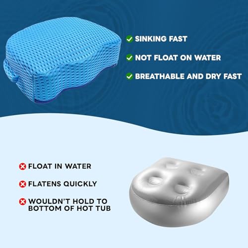 Premium Weighted Hot Tub Booster Seat for Adults (2 Pack), 3D Air Mesh Spa Seat Cushion with Non-Slip Micro Dot Bottom, Quick-Dry Ergonomic Hot Tub Seat Riser for Indoor Outdoor Spa & Jacuzzi