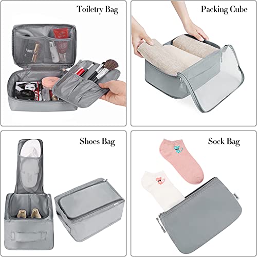 BAGAIL 8 Set Packing Cubes Luggage Packing Organizers for Travel Accessories-Pewter Color - color: Pewter Color, size: 8 Set