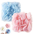 2 in 1 Loofah Sponges 2-Pack Dual-Sided Exfoliating Bath Sponges for Shower & Loofah Washcloth for Bar Soap Premium Body Scrubber with Drawstring for Gentle Skin Smoothing - Blue＆Pink - style: Blue＆Pink