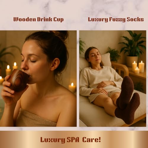 Eco Friendly Natural Spa Set for Women Gift Box with Wooden Comb Set, Bath Strap, Gua Sha, Facial Sponge, Self Care Kit Birthday, Mothers Day, Wellness, Relaxation Kit