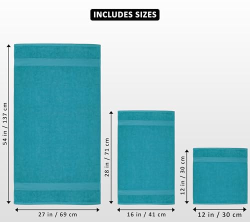 Utopia Towels 8 Piece Luxury Towel Set – Majestic Plush, Super Absorbent & Quicker-to-Dry, Thick 100% Ring Spun Cotton Towels for Bathroom, Spa & Hotel – 2 Bath, 2 Hand, 4 Washcloths,Teal - color: Teal, size: 8 Pieces Towel Set