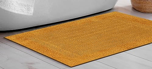 Savi Home Bath Mat Rug 17x24 Honey Mustard, 100% Pure Cotton, Super Soft Bath Rug, Plush & Absorbent, Hand Tufted Heavy Weight Construction, Full Reversible Step Out Rugs - color: Musturd, size: 1'5" x 2' (Rectangular)