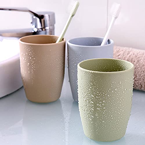 3 Pack of ALINNA Bathroom Tumbler Toothbrush Cups, 400ml Toothbrush Holder, Blue Green Coffee Colours Bathroom Cup Set, Tooth Brushing Tumbler, Reusable Bathroom Drinking Cup Rinsing Cups