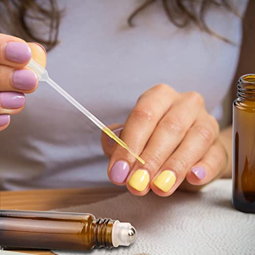 sungwoo 25 Pack Essential Oil Bottles, 10ml Amber Glass Bottles with Stainless Steel Roller Balls and Caps for Travel, Perfume and Lip Gloss - color: Amber, style: 25 Pack