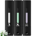 3 Chamber Shampoo and Conditioner Dispenser, No Drill - Wall Mounted Shower Soap Dispenser, Refillable Body Wash Dispenser Set 3, 1200ML Large Capacity, for Bathroom & Hotel, Black - color: Black Set of 3