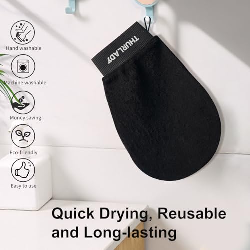 Exfoliating Glove, Korean Exfoliating Mitt, Body Scrub, 3ct | Viscose Fiber Bath Scrubber for Deep Exfoliation, Removes Dead Skin & Preps Skin for Self-Tanning, Leaving Skin Smooth - color: White Black Blue