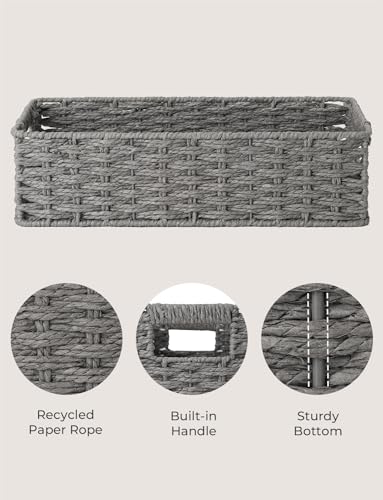 StorageWorks Toilet Tank Basket for Bathroom, Round Paper Rope Wicker Storage Basket Back of Toilet Tank Top, 14 ¼"L x 6 ¾"W x 3 ¾"H, 1 Pack - color: Grey, size: 14¼" L x 6¾" W x 3¾" H