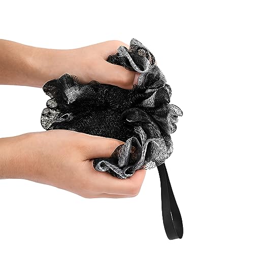 SEVENHEAD Bath Sponge Shower Loofahs, Gray, 50g/Piece, Mesh Pouf Bath Scrunchies Body Wash Puff(Set of 4) - style: Gray