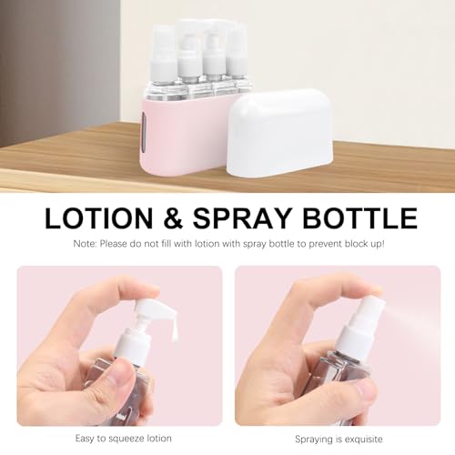 Skycase Travel Bottles - Leak Proof Refillable Tsa Approved Travel Size Toiletries, 4 in 1 Liquid Bottles Containers with Labels and Funnel Airplane Accessories Kits for Lotion Liquid (Pink) - color: Pink, size: 4 in 1