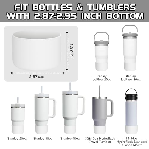 WUQID Silicone Boot Sleeve Compatible with Hydro Flask Travel Tumbler with Handle 32oz&40oz and 12-24oz Hydroflask Bottle & Stanley 20 30 40oz Tumbler, Fit 2.83-2.95in Bottom, Anti-Slip Bottle Cover - color: Frost