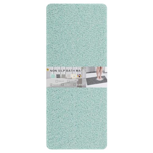 0.6" Extra Thick Non Slip Shower Mat, PVC Loofah Shower Mat with Drain, Quick Drying Bath Mat for Inside Shower, Bathtub Mats Foot Scrubber for Elderly, Bathroom, Kitchen, Wet Areas(Blue 16x39) - color: Blue, size: 16" x 39" (Rectangular)