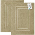 Feather & Stitch 2 Piece Towel Like Bath Mats (30x21 Inch) 100% Cotton Terry Bath Mats, Bathroom Shower Floor Mats [NOT A Bathroom Rug], Soft Absorbent Washable Mats - Linen - color: Linen