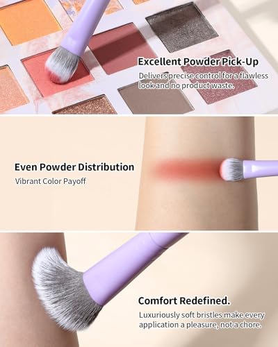 EIGSHOW Makeup Brush Set 5Pcs Basic Makeup Brushes for Powder Foundation Eyeshadow Eyeliner, Synthetic Silver Ion Bristles, Travel-Friendly, Vegan & Cruelty-Free (Matte Purple) - color: Matte Purple