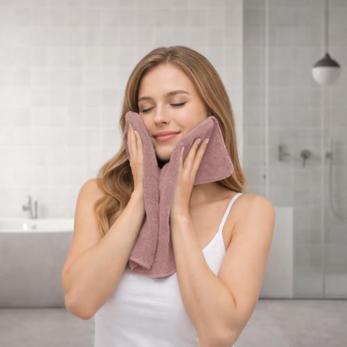 RIVERSIDE Pack of 8 Towels Set, 2 Large Bath, 2 Hand, 4 Face Washcloths, 100% Cotton Hotel Quality, Super Soft, Quick Dry, Highly Absorbent Perfect for Bathroom, Dusty Rose - color: Dusty-rose, size: Towel Set (PK 8)