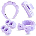 7 Pcs Spa Set, Facial Headband and Wristband Set, Skincare Accessories, College Style Girl Idea Gifts, Hair Accessories for Women and Girls (Purple) - color: Purple