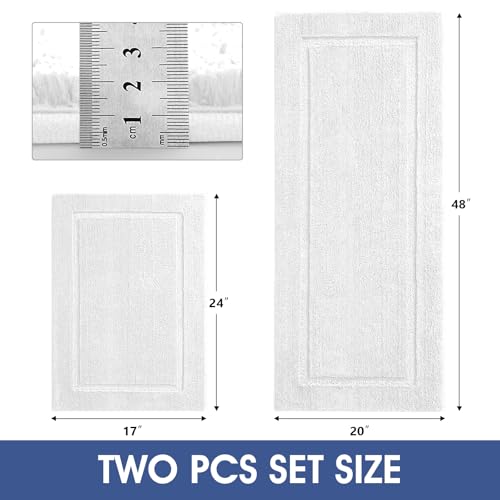 IM HOME Bathroom Rugs Set 2 Pieces,Ultra Soft Thick Plush Fluffy Microfiber Absorbent Bath Mat,Non-Slip Backing, Machine Washable Rug for Bathroom Floor, Tub, Shower (24"x17"+48"x20", Cream White) - color: Cream White, size: 24"x17" (Rectangular) + 48"x20