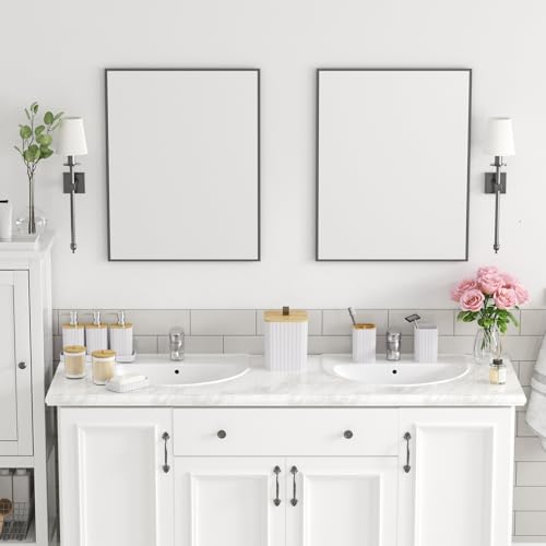 Bathroom Accessory Set - White Bathroom Set, 12PC Bathroom Accessories Set, White Bathroom Accessories Set, Mini Trash Can, Toilet Brush, Trash Can & Soap Dispenser - size: Bathroom Set, style: White