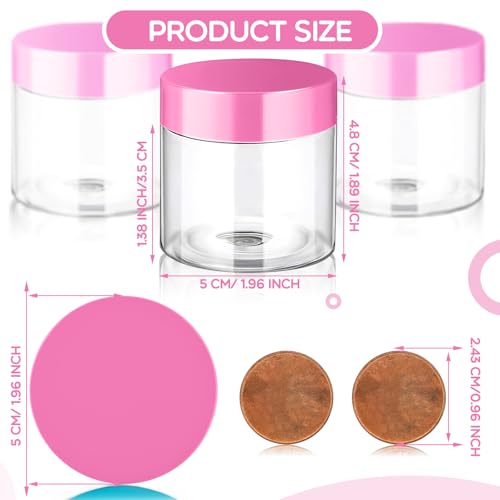 Patelai 4 Pieces Round Wide-mouth Leak Proof Plastic Container Jars with Lids for Travel Storage Makeup Beauty Products Face Creams Oils Salves Ointments DIY Making(2 Ounce,Pink) - color: Pink, size: 2 Ounce