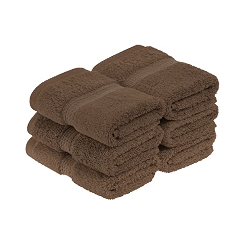 Superior Egyptian Cotton Plush & Absorbent, Face Towel Set of 6, Chocolate | Quick Dry, Soft Luxury Towel Set, Bath Essentials for Bathroom, Guest Bath, Spa, 2 Piece Face, Madeline Towels - color: Chocolate, size: Face Towel 6-Pack