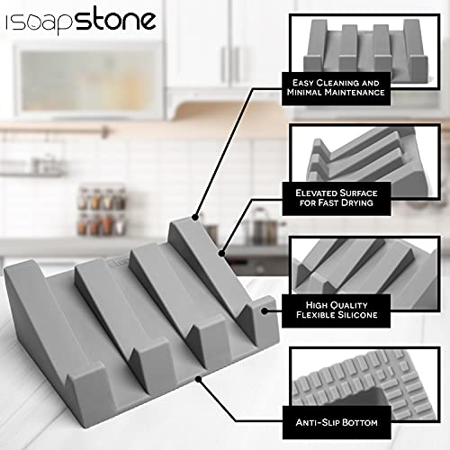 Silicone Soap Dish (USA Patented) Self Draining Bar Soap Holder for Shower Bathroom Sink, Drying Soap Dish Tray Kitchen Sponge Holder Easy Cleaning Soap Saver Mat (Light Grey, 1) - color: Light Grey