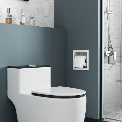 Neodrain Recessed Toilet Paper Holder, White Stainless Steel Built-in Tissue Paper Roll Holder, Roll Paper Holder for Bathroom Wall - color: White, size: 6X6In
