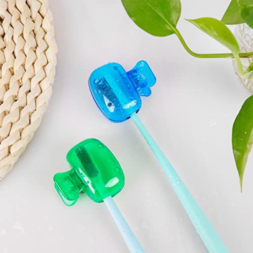 Hxezoc 4 Pack Toothbrush Covers Toothbrush Holders Cute Toothbrush Protector Cap Brush Pod Case Protective Portable Plastic Clip for Household Travel, Camping, Bathroom, School, Business - color: Red, Green, Blue, Clear