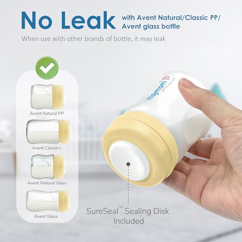 Maymom Screw Lids Aka Travel Caps with Rewritable Sealing Disc Compatible with Avent, Maymom Wide Mouth Bottles; Cap Replace Avent Natural Bottle Sealing Ring and Sealing Disc, 6pcs. (Yellow) - color: Yellow