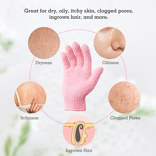Evridwear Exfoliating Glove Shower Gloves Exfoliate Dead Skin for Dry Sensitive Skin No Irritation with Hanging Loop (3 Exfoliation Level Mixed- 3 Pairs) - color: 3 Pairs Multicolor