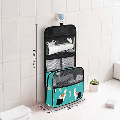 senya Hanging Travel Toiletry Bag Kit Makeup Case Cosmetics Organizer for Men Women - color: Llama Alpaca And Cactus